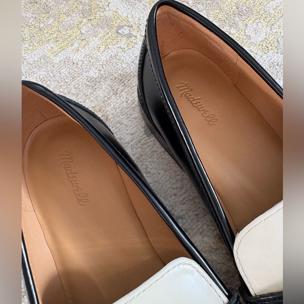 Madewell Black and White Porto Penny Loafers Size 9 - Picture 6 of 11